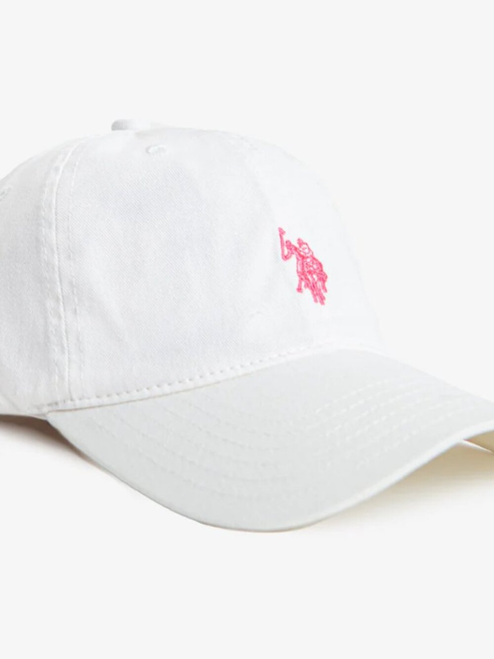 US Polo Association White Baseball Cap with Pink Polo Pony